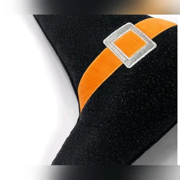 NWT! Glitter Witch Hat Pillow / Target Halloween Decor Accent Black Orange Fall - Picture 4 of 6